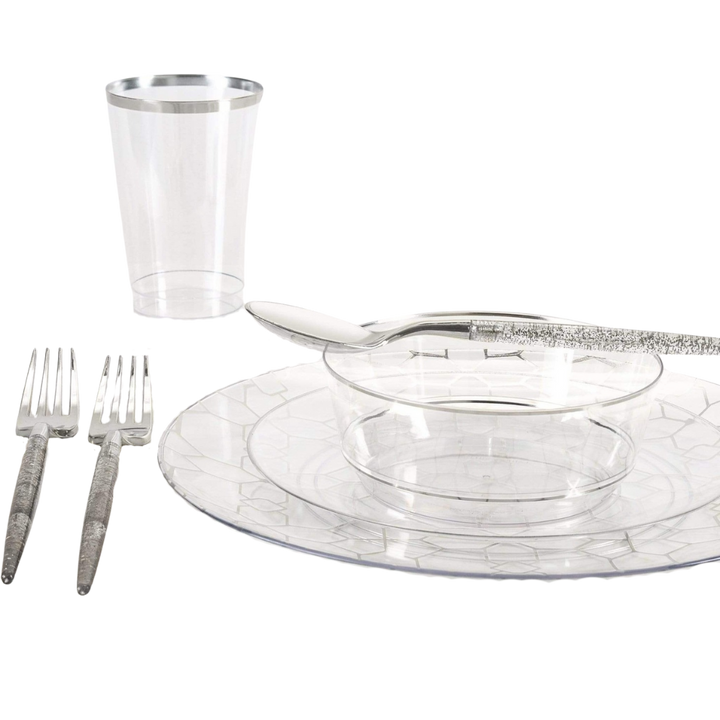 Clear Silver Rimmed Plates