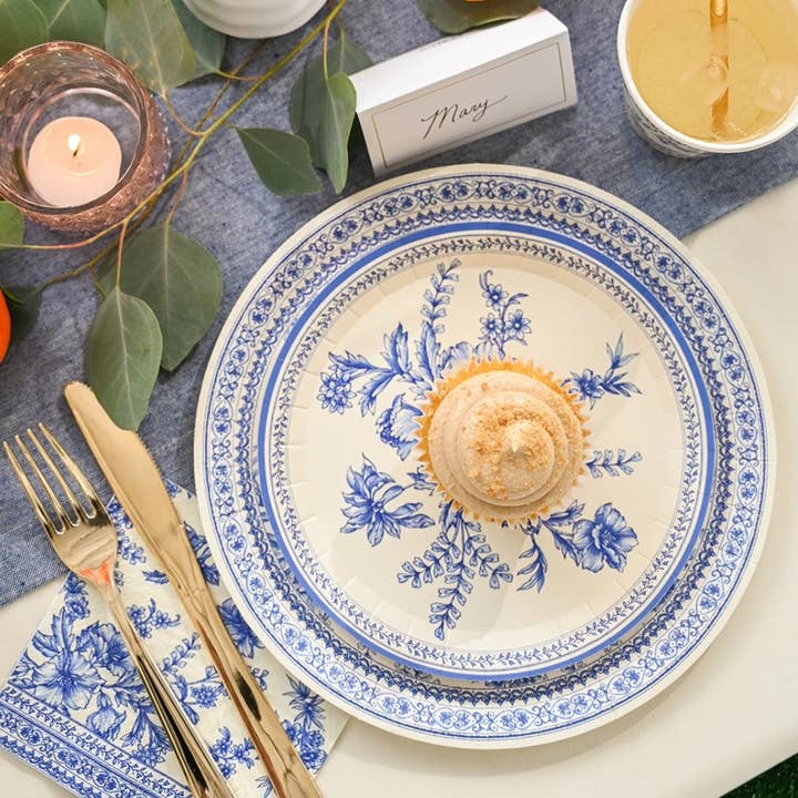 Blue French Toile Large Plate