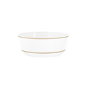 White gold plastic dessert bowl with gold rim for elegant events from Parte Haus party supply store in Bethesda MD