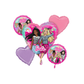 Pink and purple Barbie balloon bouquet with cartoon characters for birthday theme from Parte Haus party supply store in Bethesda MD.