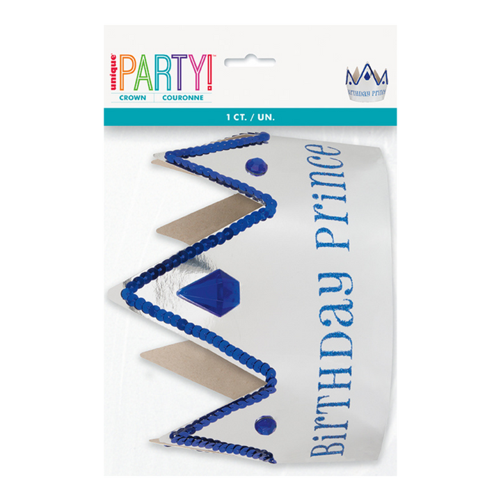 "Birthday Prince" White & Blue Crown