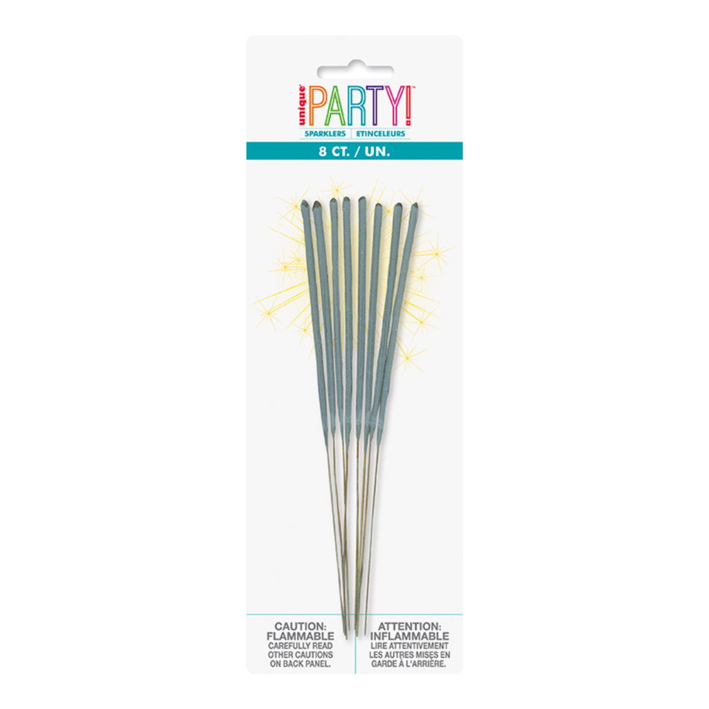 Silver sparklers fireworks sticks birthday celebration from Parte Haus party supply store in Bethesda Maryland