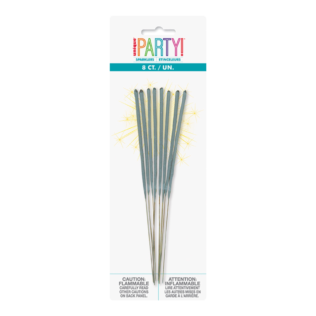 Silver sparklers fireworks sticks birthday celebration from Parte Haus party supply store in Bethesda Maryland