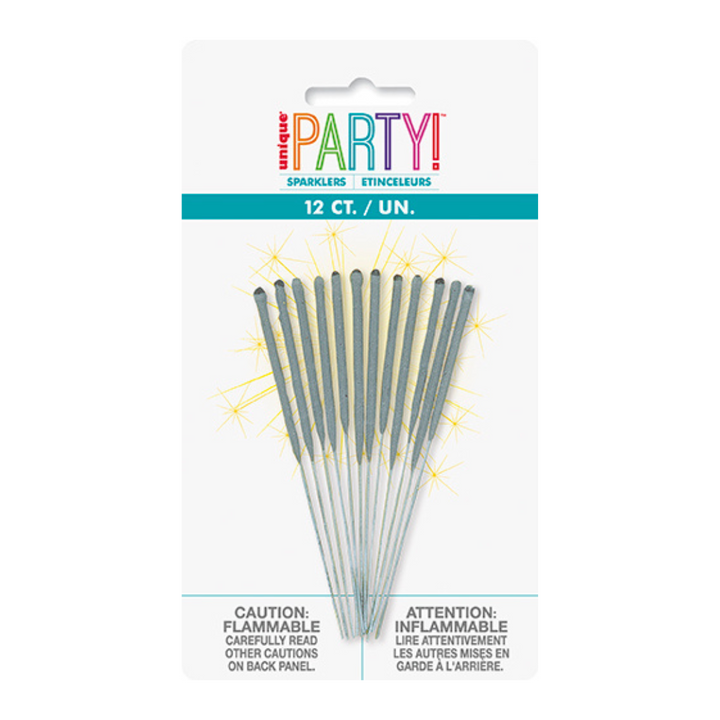 Silver Party Sparklers Candles - 12 pk