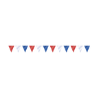 Red white and blue pennant banner with triangle flags patriotic decor from Parte Haus party supply store in Bethesda MD