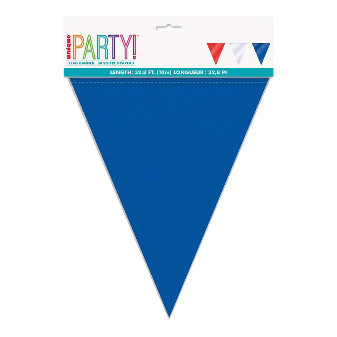 blue flag banner bold triangle shape for patriotic celebration from Parte Haus party supply store in Bethesda Maryland