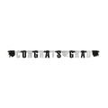 Black and silver congrats grad banner with graduation caps graduation theme from Parte Haus party supply store in Bethesda MD