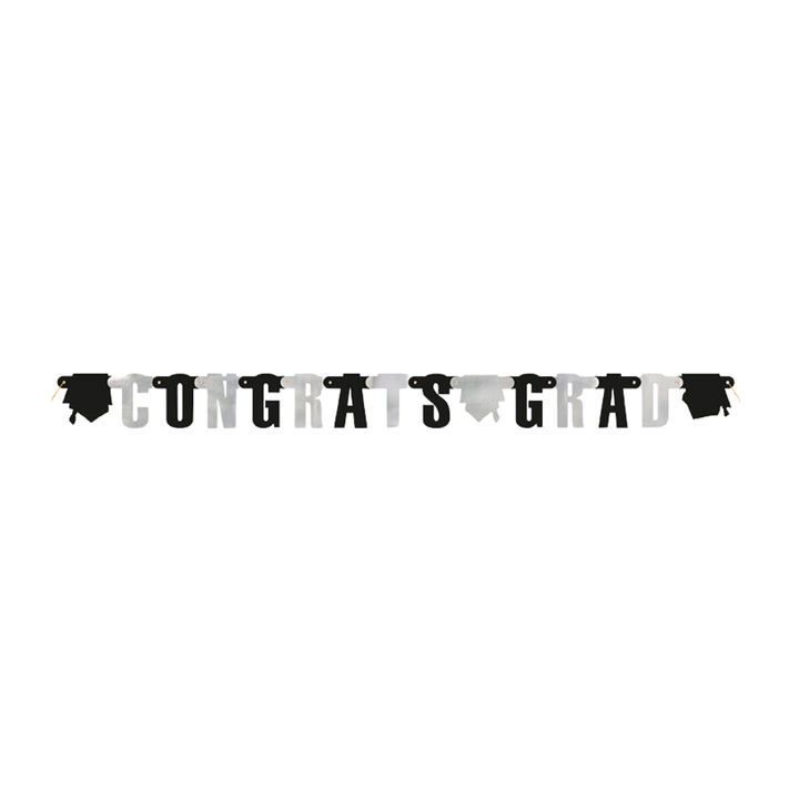 Black & White "Congrats Grad" Jointed Banner