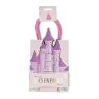 Pink princess castle paper gift bag for birthday from Parte Haus party supply store in Bethesda Maryland
