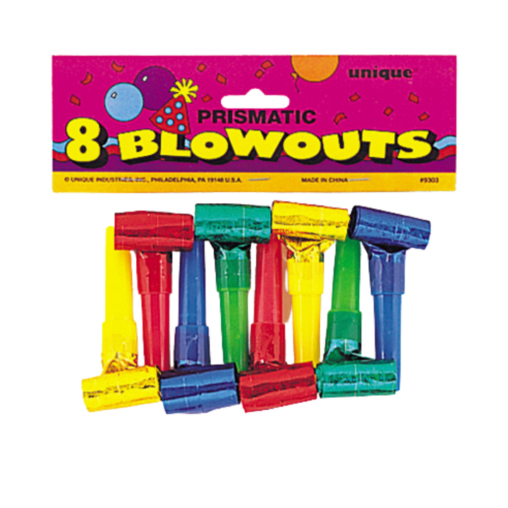 Colorful Prismatic Squawker Blowouts - 8 Ct