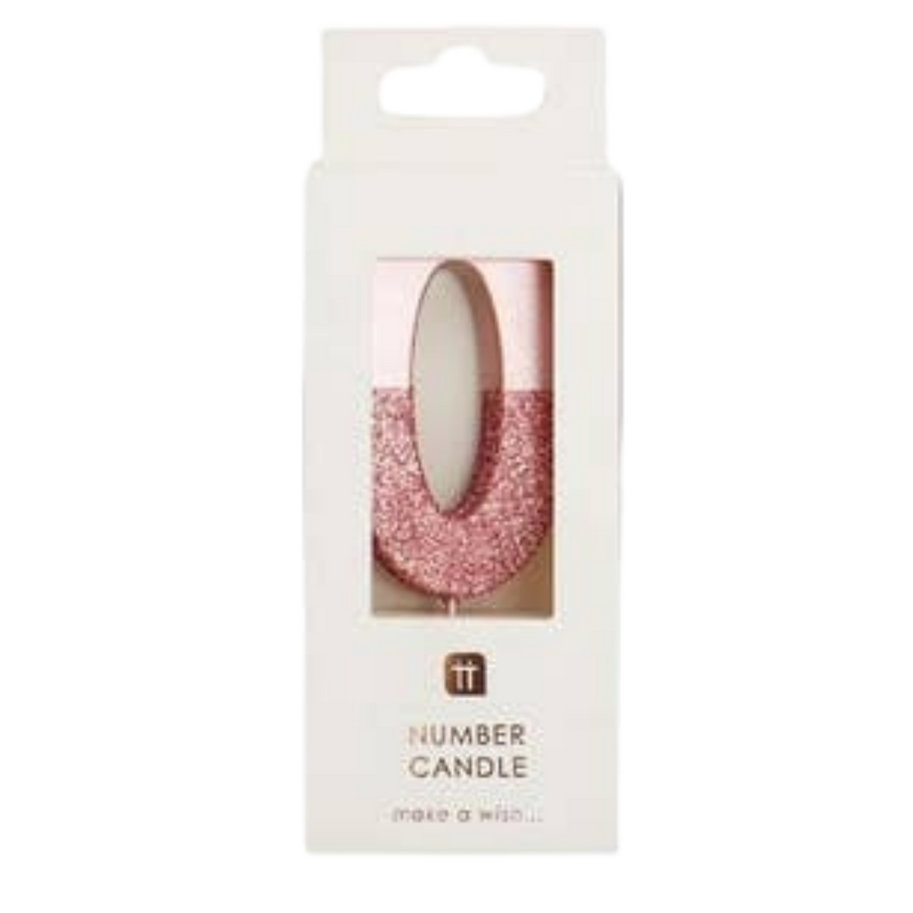 Rose Gold Ombre Glitter 0-9 Number Candles