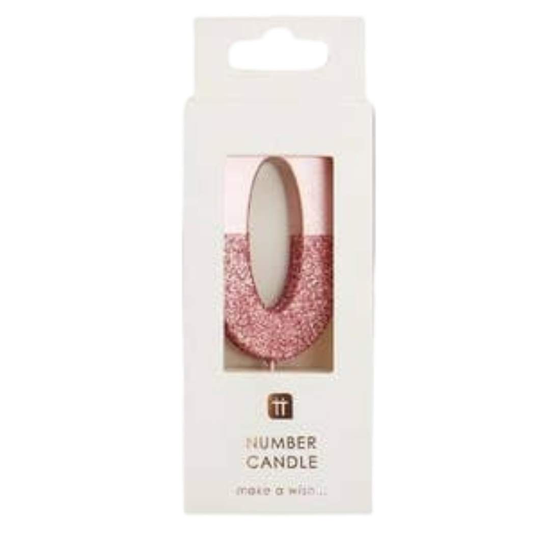Rose Gold Ombre Glitter 0-9 Number Candles