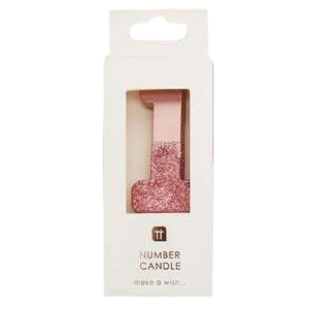 Rose Gold Ombre Glitter 0-9 Number Candles