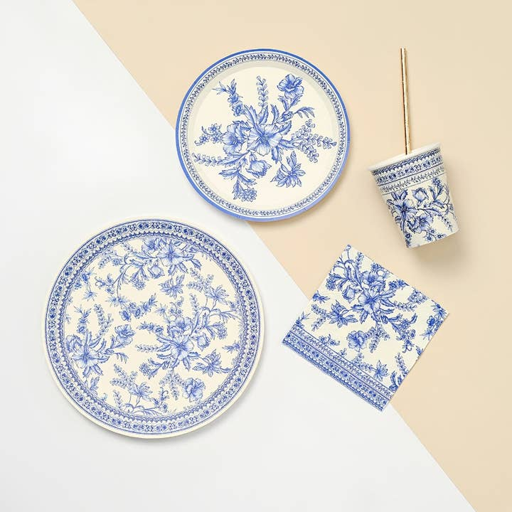 Blue Floral French Paper Cups