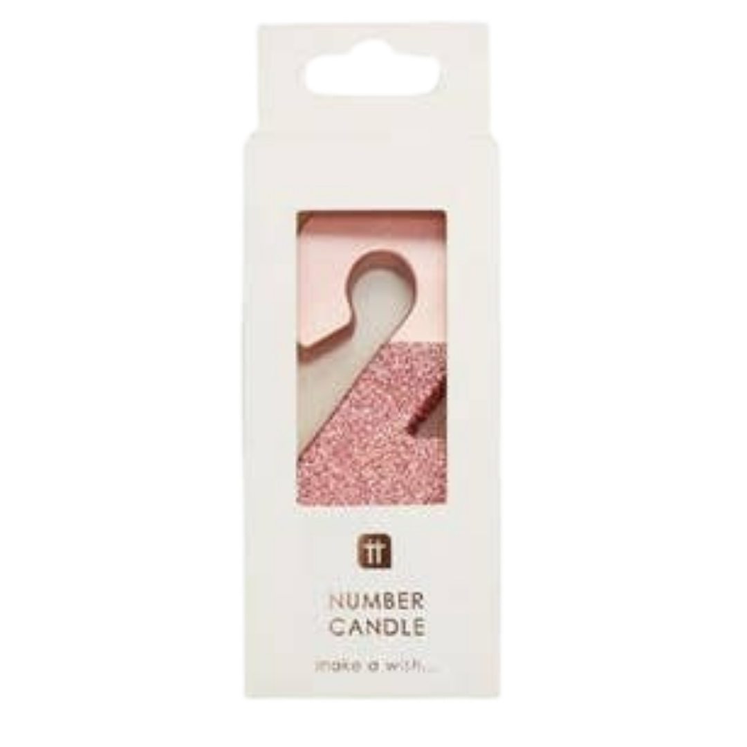 Rose Gold Ombre Glitter 0-9 Number Candles