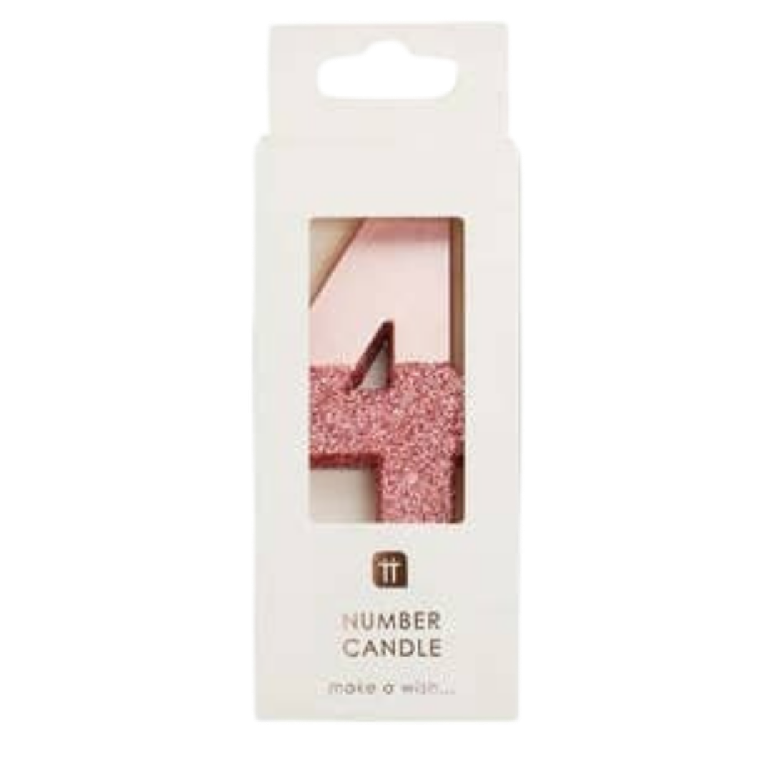 Rose Gold Ombre Glitter 0-9 Number Candles
