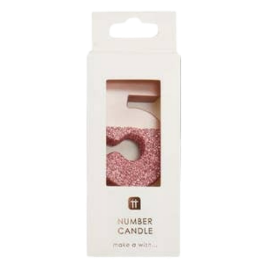 Rose Gold Ombre Glitter 0-9 Number Candles