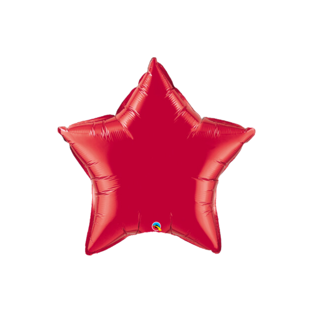 Ruby red star balloon shiny five point shape birthday from Parte Haus party supply store in Bethesda MD