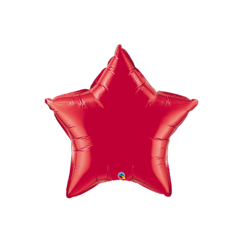 Ruby red star balloon shiny five point shape birthday from Parte Haus party supply store in Bethesda MD