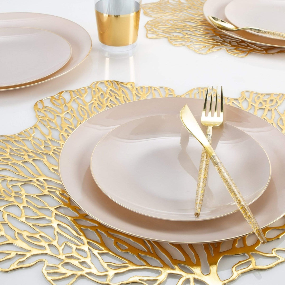 Linen Gold Rimmed Plastic Plates