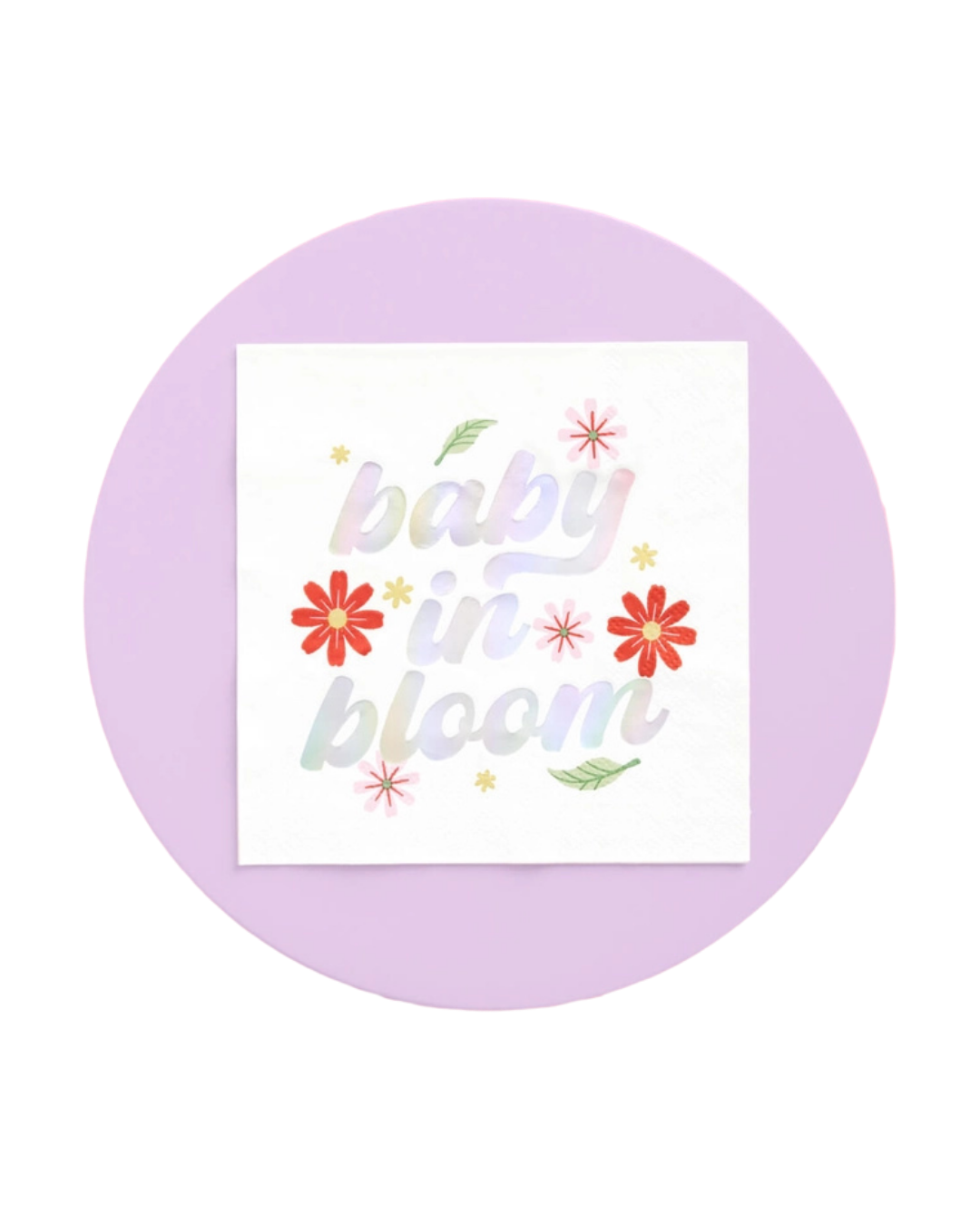 Iridescent Foil "baby in bloom" Floral Cocktail Napkins