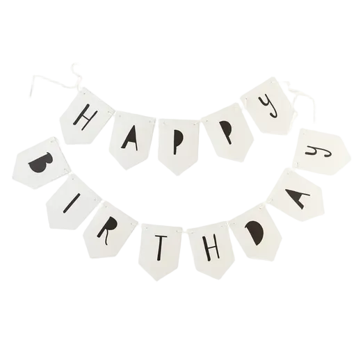 White and Black Adventure Happy Birthday Banner