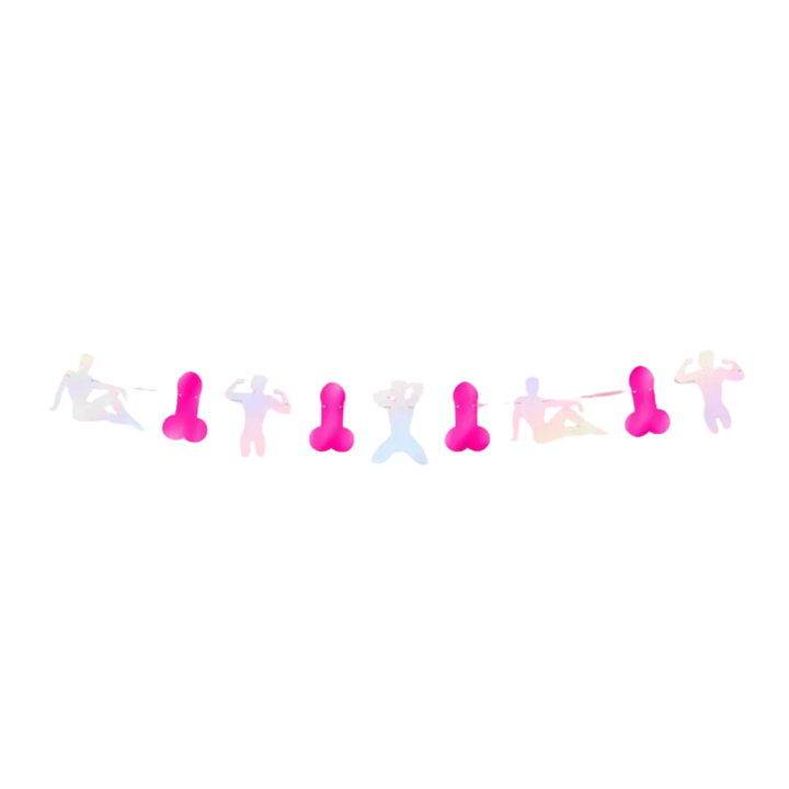 Pink and Iridescent Stripper Penis Banner