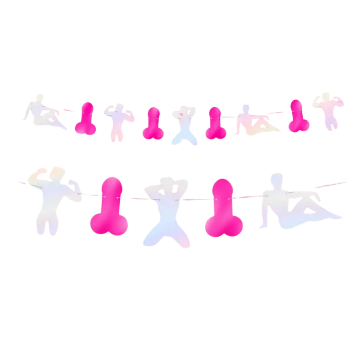 Pink and Iridescent Stripper Penis Banner