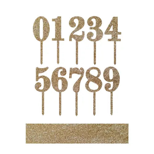 Acrylic Number Cake Toppers, Gold 1