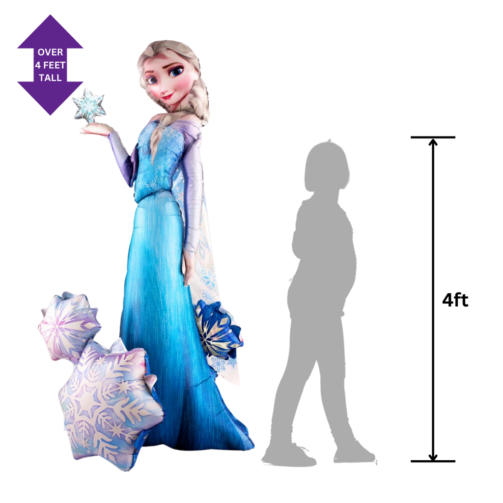 Blue Elsa balloon with snowflake shapes for Frozen birthday from Parte Haus party supply store in Bethesda MD