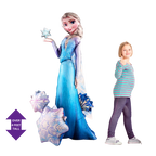 Blue Elsa balloon with snowflake designs for Frozen birthday theme from Parte Haus party supply store in Bethesda MD