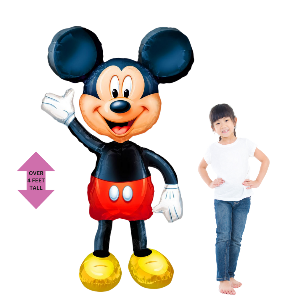 Black red and yellow Mickey Mouse balloon decoration for kids birthday from Parte Haus party supply store in Bethesda Maryland