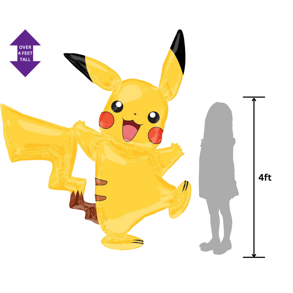 Yellow Pikachu balloon over four feet tall for birthday from Parte Haus party supply store in Bethesda Maryland