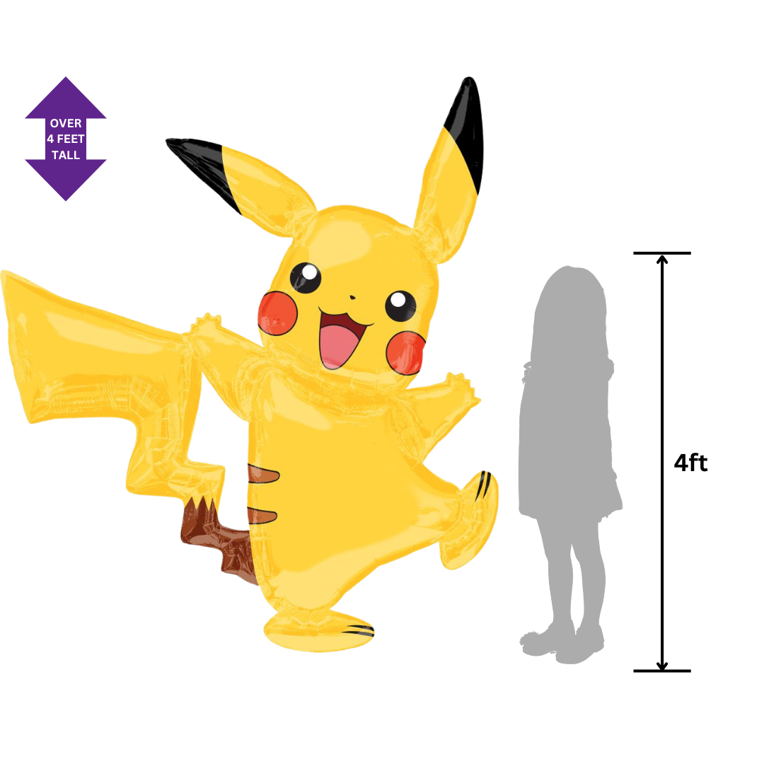 Yellow Pikachu balloon over four feet tall for birthday from Parte Haus party supply store in Bethesda Maryland