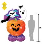 Orange purple Halloween inflatable balloon with pumpkin ghost and bat from Parte Haus party supply store in Bethesda MD