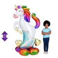 Rainbow unicorn inflatable balloon for birthday from Parte Haus party supply store in Bethesda Maryland