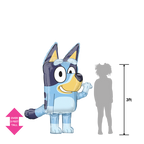 Blue Bluey foil balloon shaped like a cartoon dog for birthday parties from Parte Haus party supply store in Bethesda MD