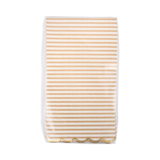 Brown Striped Scallop Edged Guest Napkins