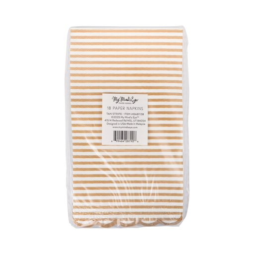 Brown Striped Scallop Edged Guest Napkins
