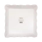Pink Striped Square Scalloped Large Dinner Plate