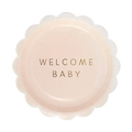 Blush Pink Welcome Baby Scalloped Dinner Plates