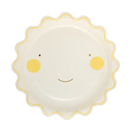Yellow Smiling Sun Scalloped Large Dinner Plate