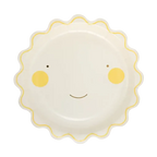 Yellow Smiling Sun Scalloped Large Dinner Plate