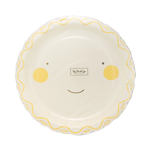 Yellow Smiling Sun Scalloped Large Dinner Plate