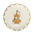 Brown and White Teddy Bear Scalloped Small Appetizer Dessert Plates