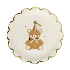 Brown and White Teddy Bear Scalloped Small Appetizer Dessert Plates