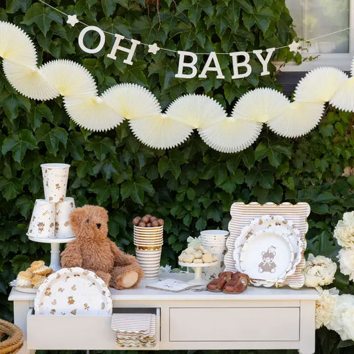 Brown and White Teddy Bear Scalloped Small Appetizer Dessert Plates