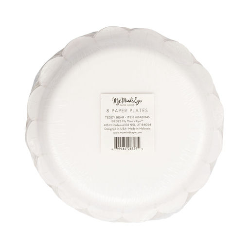 Brown and White Teddy Bear Scalloped Small Appetizer Dessert Plates
