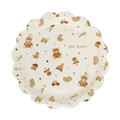 Brown and White Teddy Bear "Oh Baby" Pattern Scalloped Large Dinner Plates