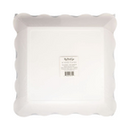Brown and White Stripe Scalloped Square Large Dinner Plates